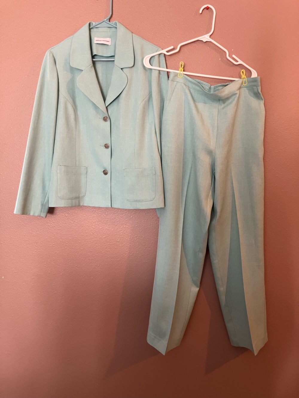 Alfred Dunner Classic Women's Two-Piece Suit Jacket & Pants in Light Aqua